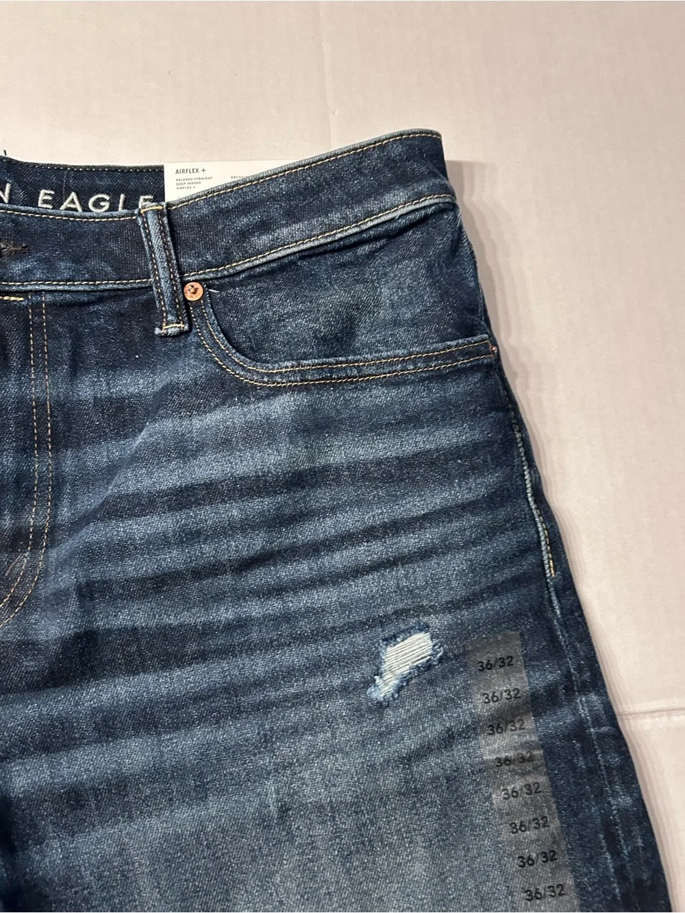 NWT American Eagle Men’s Relaxed Straight Jeans Deep Indigo 36x32